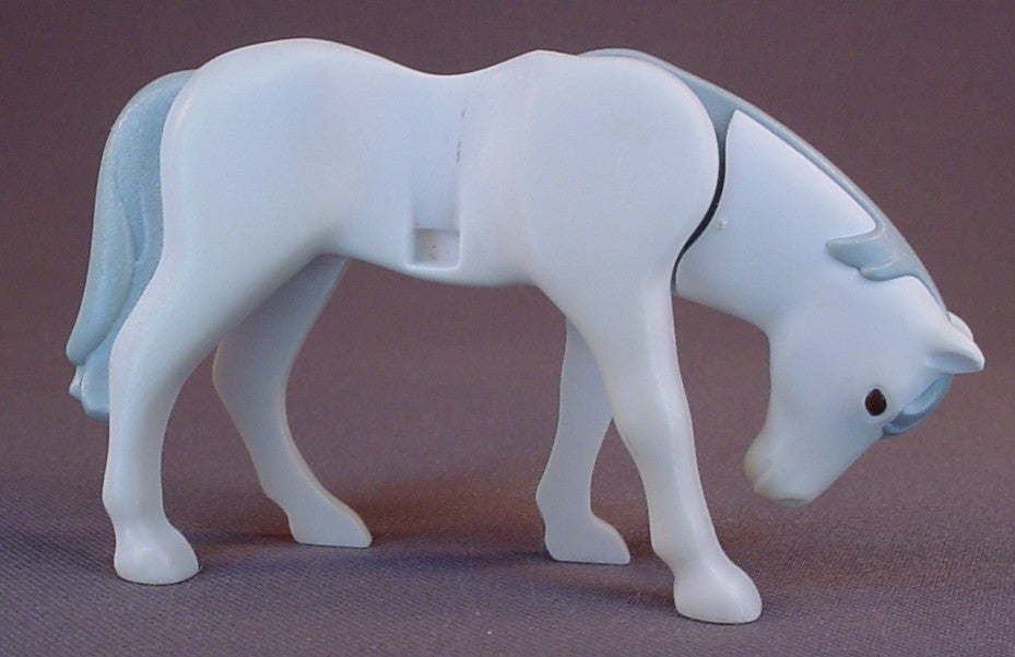 Playmobil White New Style Horse With A Gray Mane And Tail