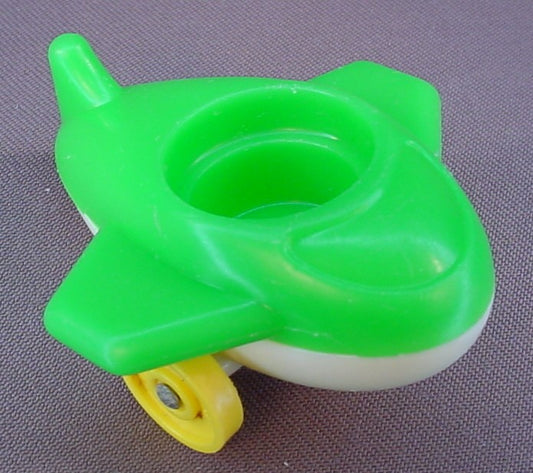Fisher Price Vintage Green Airplane, Yellow Wheels, 656 Play Family Little Riders, Little People Lp