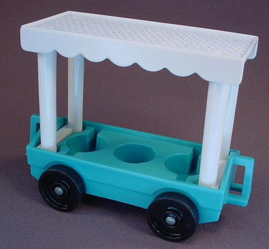 Fisher Price Vintage Turquoise 3 Seat Passenger Tram Car, 916 Little People Zoo, 1984