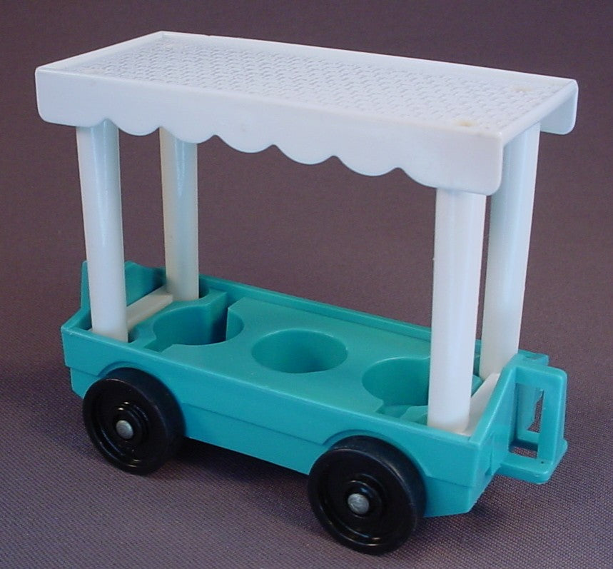 Fisher Price Vintage Turquoise 3 Seat Passenger Tram Car, 916 Little People Zoo, 1984