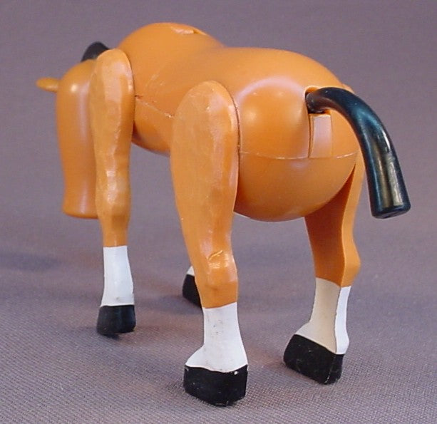 Vintage Fisher Price Light Brown Horse Animal, Black Mane & Tail, White Socks, Black Hooves