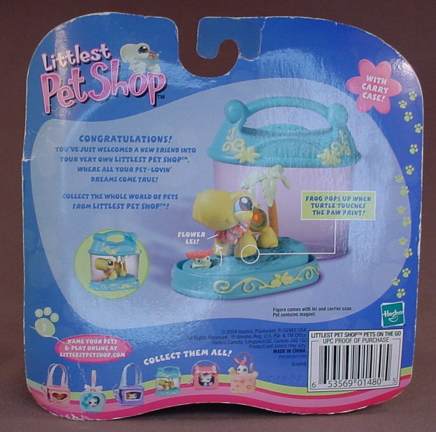 Littlest Pet Shop #8 Green Frog With Terrarium In The Original Sealed Package, The Package Has Some Wear, 2004 Hasbro, Portable Pets, LPS