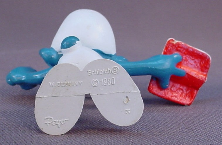 Teacher Smurf Holding A Book PVC Figure, #20059, 1980 Peyo Schleich, W. Germany, Smurfs, Vintage, Figurine