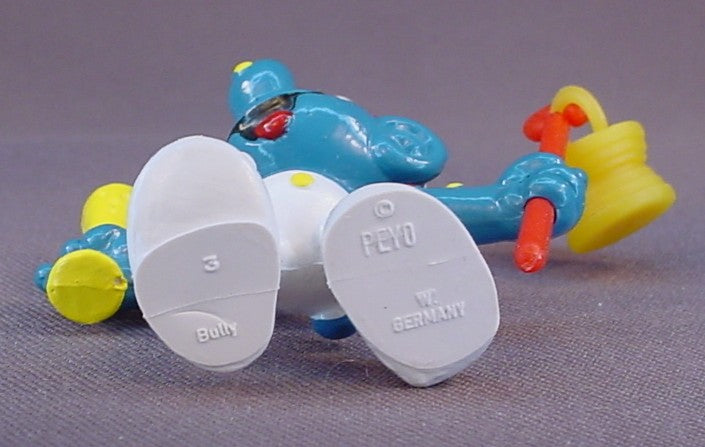 Carnival Smurf With A Yellow Lantern On A Staff PVC Figure, #20107, 1980 Peyo Bully, West Germany, Smurfs, Vintage, Figurine, Red Mask & Polka Dots On His Face & Body, Carnivale, Mardi Gras