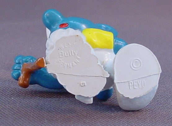 Injured Smurf With His Arm In A Sling & A Bandaged Foot PVC Figure, Walking With A Cane, #20097, 1978 Peyo Bully, West Germany, Smurfs, Vintage, Figurine
