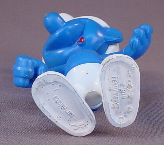 Brainy Smurf Bendable Figure, Bendy, Poseable, Flexible, 4 Inches Tall, The Head Swivels, 1979 Peyo Meeus, Made By Brabo, Hong Kong