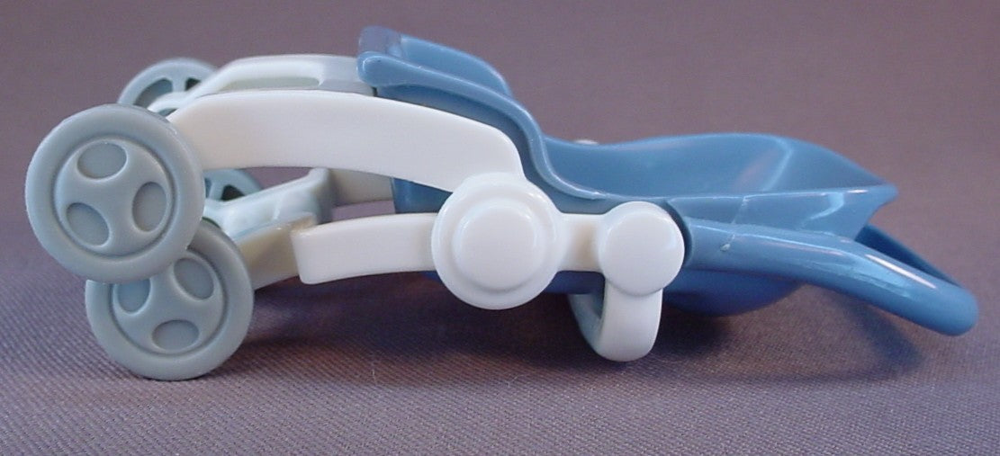 Fisher Price Loving Family Dollhouse Blue & White Folding Baby Stroller, 3 1/4 Inches Tall, 1999 Mattel, Dream