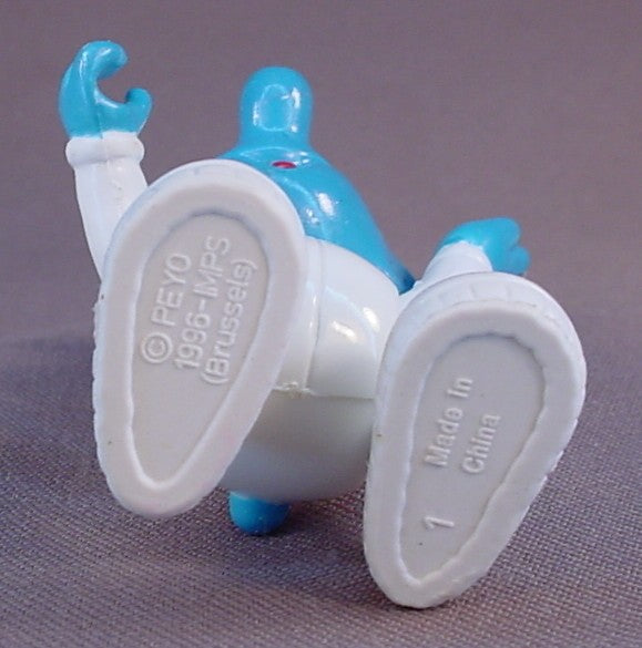 Astrosmurf Smurf Figure, 3 Inches Tall, From A 1996 The Smurfs Saturn Ride Play Set, Has A Vinyl Head And Spring Loaded Arms, The Legs Move, The Head Turns, 1995 Peyo Imps, Brussels, Irwin