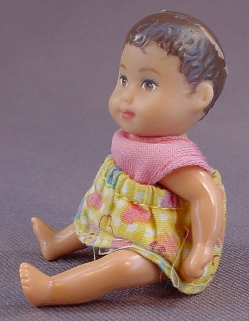 Barbie Baby Krissy Doll With The Original Outfit, Brown Hair, Brown Eyes Variation, 2 3/4 Inches Tall, Hispanic, 1990 Mattel, Vintage