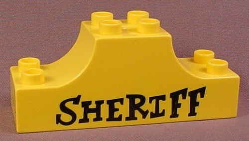 Lego Duplo 4197 Yellow 2X6X2 Brick With Curved Ends & Sheriff Patte