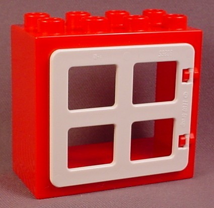 Lego Duplo 4253 Red Flat Rim Door Frame 2X4X3 With White Window