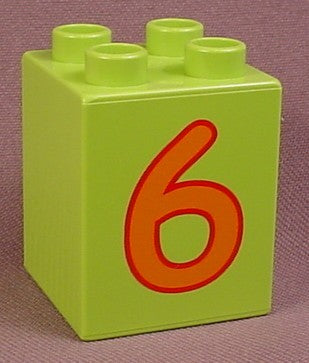 Lego Duplo 31110 Light Green 2X2X2 Brick With Large Orange #6 Patte