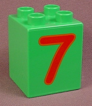 Lego Duplo 31110 Green 2X2X2 Brick With Large Red #7 Pattern