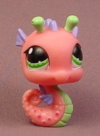 Littlest Pet Shop #705 Pink Seahorse With Green Eyes & Antenna, Pur