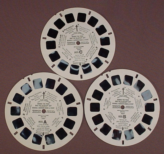 View-Master Set Of 3 Reels, Disney Winnie The Pooh And The Blustery Day, 7087, 004-070, 004-071, 004-072