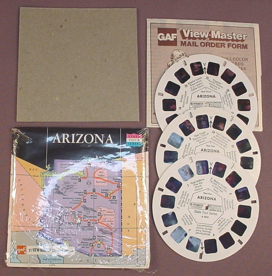 View-Master Set Of 3 Reels, Arizona State Tour, A 360, A360, With The Packet & Mail Order Form, GAF