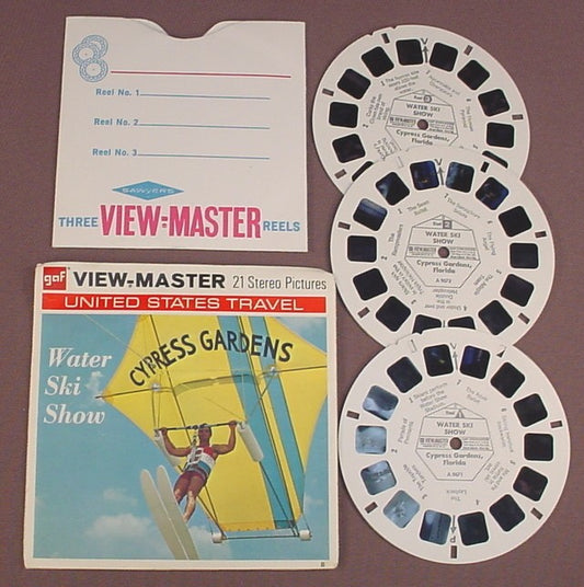 View-Master Set Of 3 Reels Cypress Gardens Water Ski Show, Florida, A 967, A967, With The Packet & Sleeve