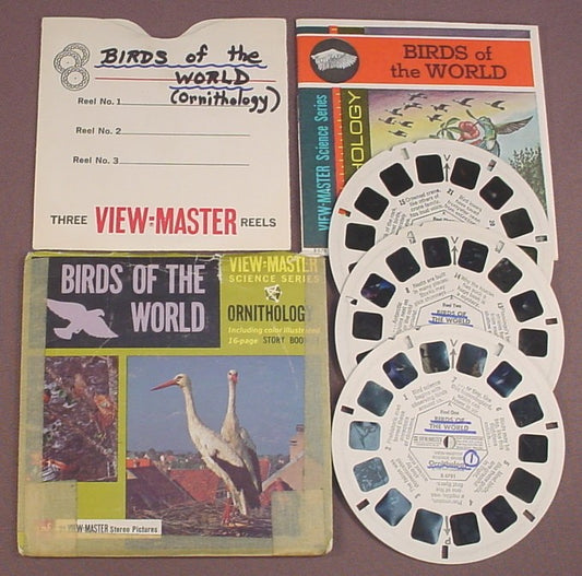 View-Master Set Of 3 Reels, Birds Of The World, Ornithology, Science Series, B 678, With A Taped Packet Booklet & Sleeve
