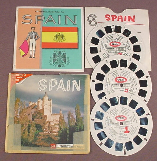 View-Master Set Of 3 Reels, Spain, B 171, B171, With The Incomplete & Taped Packet, Booklet & Sleeve, GAF