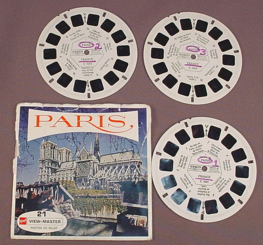 View-Master Set Of 3 Reels, Paris, France, C 166, C166, With An Incomplete Packet, GAF