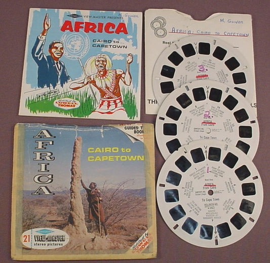 View-Master Set Of 3 Reels, Africa, Cairo To Capetown, B 096, B096, With An Incomplete & Taped Packet, Booklet & Sleeve