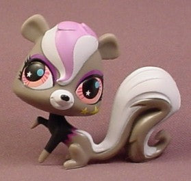 Littlest Pet Shop #2733 Gray & White Squirrel With Fancy Pink & Blu