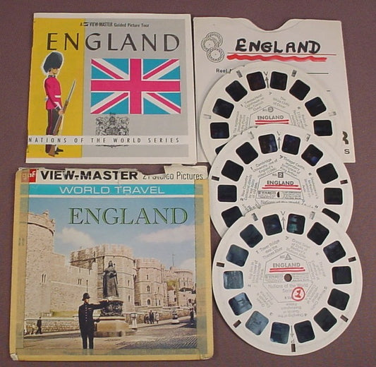 View-Master Set Of 3 Reels, England, World Travel, B 156, B156, With An Incomplete & Taped Packet, Booklet, Sleeve