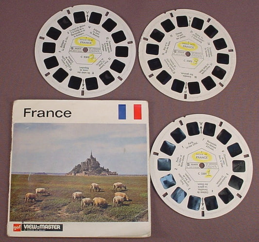 View-Master Set Of 3 Reels, France, C 230, C230, With A Fold Out Packet With A Sleeve Inside, GAF