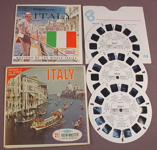 View-Master Set Of 3 Reels, Italy, Nations Of The World, B 180, With A Packet Booklet & Sleeve, Sawyer's