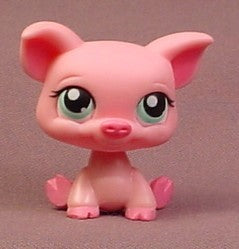 Littlest Pet Shop #329 Pink Pig With Aqua Blue Eyes, Dark Pink Insi