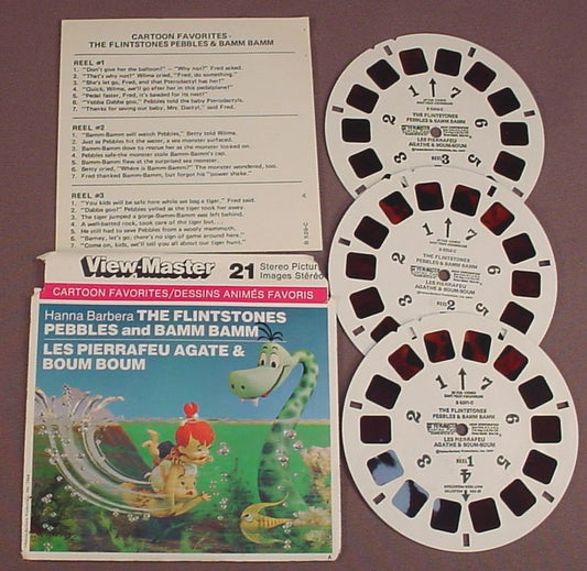 View-Master Set Of 3 Reels, The Flintstones Pebbles & Bamm Bamm, B 520-C, B 520-C, With The Packet & Insert, 1964