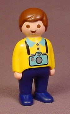 Playmobil 123 Adult Male Figure With Yellow Shirt & Blue Camera