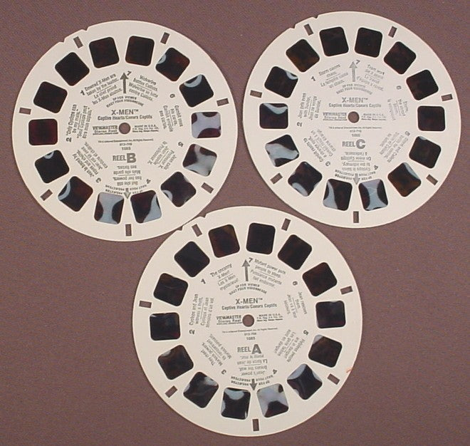 View-Master Set Of 3 Reels, Marvel X-Men, Captive Hearts, 1085, 012-708 012-709 012-710, 012 708, 012 709, 012 710