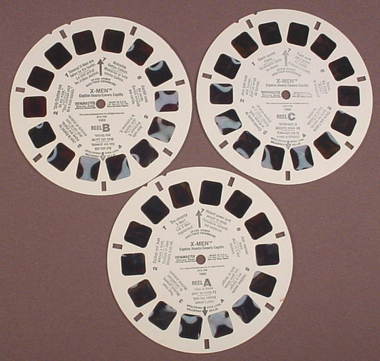View-Master Set Of 3 Reels, Marvel X-Men, Captive Hearts, 1085, 012-708 012-709 012-710, 012 708, 012 709, 012 710