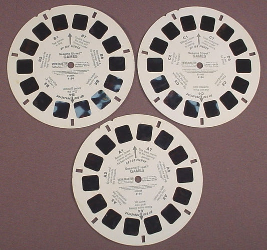 View-Master Set Of 3 Reels, Sesame St Games, 4164, Sesame Street, 1995 Children's Television Workshop