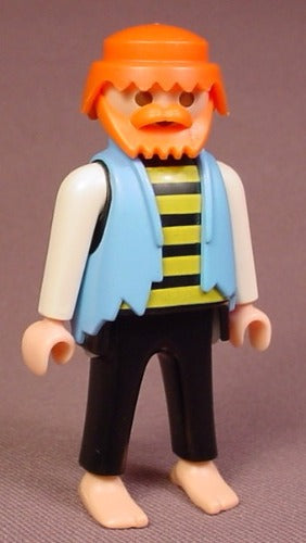 Playmobil Adult Male Pirate Figure With A Black & Yellow Shirt