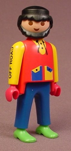 Playmobil Adult Male Bicycle Rider Figure In A Pink & Yellow Shirt