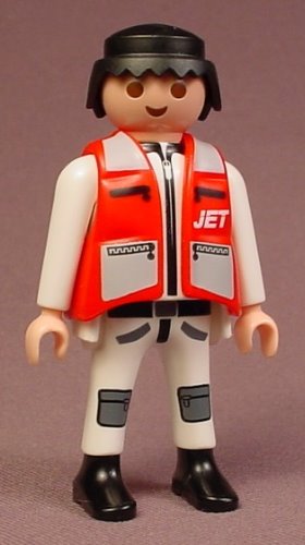 Playmobil Adult Male Jet Airplane Pilot Figure In A Red Vest