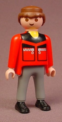 Playmobil Adult Male Figure In A Red Jacket With Black Trim