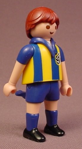 Playmobil Adult Male Soccer Player Figure In A Yellow & Blue Jersey