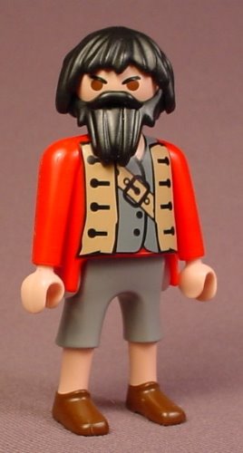 Playmobil Adult Male Pirate Figure In A Red & Brown Coat