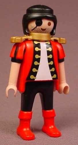 Playmobil Adult Male Pirate Figure In A Red Short Sleeve Coat