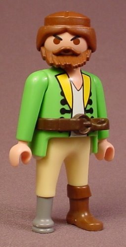 Playmobil Adult Male Pirate Figure With A Gray Wooden Or Peg Leg