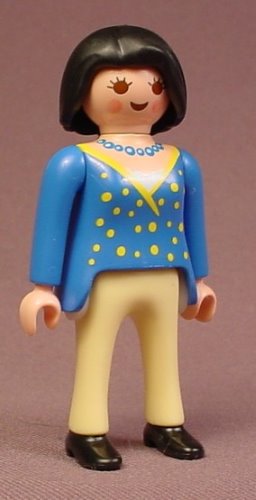 Playmobil Adult Female Mom Or Mother Figure In A Blue V Neck Sweater