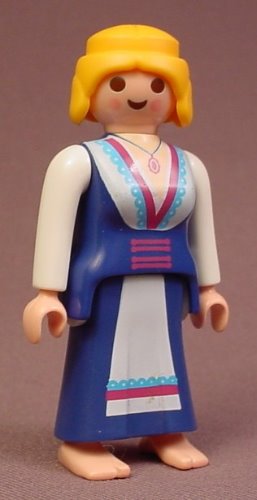 Playmobil Adult Female Fairy Tale Figure In Long Blue & White Dress