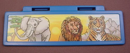 Playmobil Long Blue Zoo Sign With A Sticker That Has Animals On It