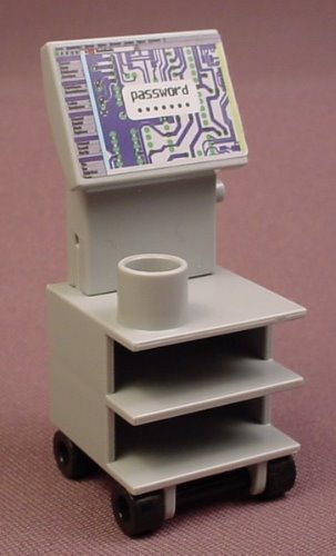 Playmobil Gray Computer Cart Unit With Black Wheels