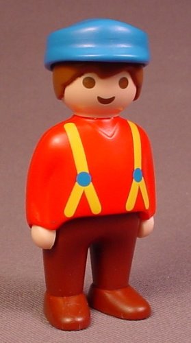 Playmobil 123 Adult Male Farmer Figure With A Blue Hat