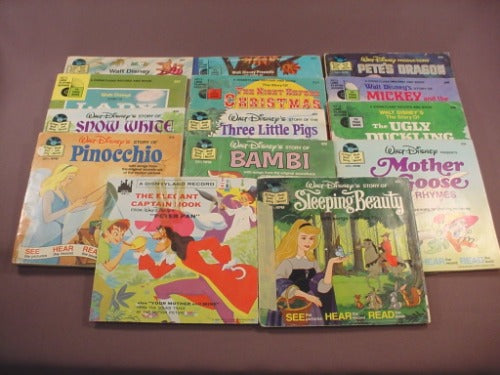 Disney Lot Of 14 Read Along Kid's Books With 45 RPM Records