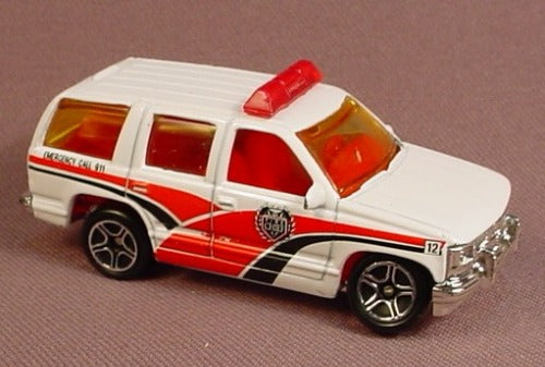 Matchbox 1997 '97 Chevy Tahoe Fire Chief, White & Red, 3 Inches Long, 1:67  Scale